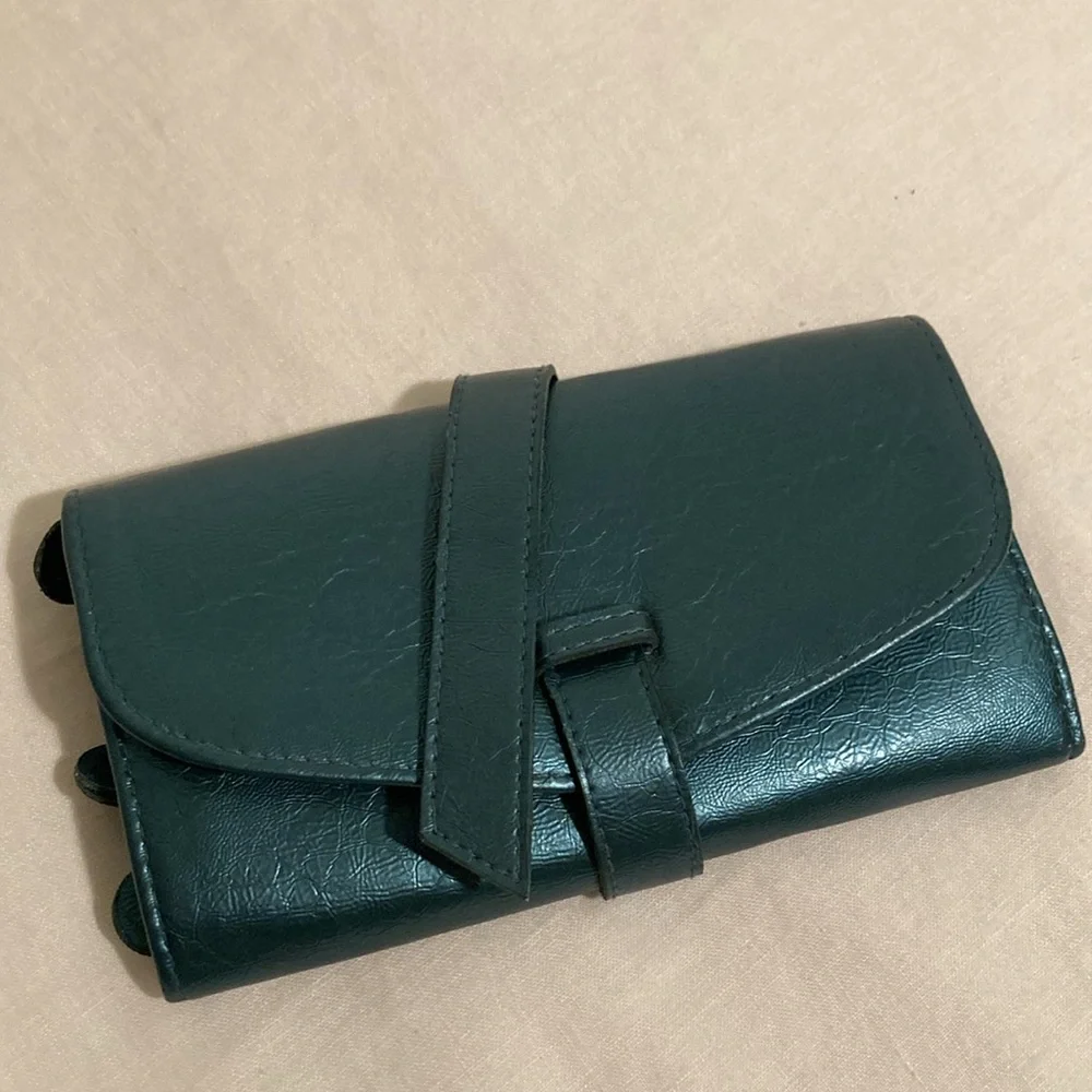 Mele & Co jewelry roll travel case teal blue